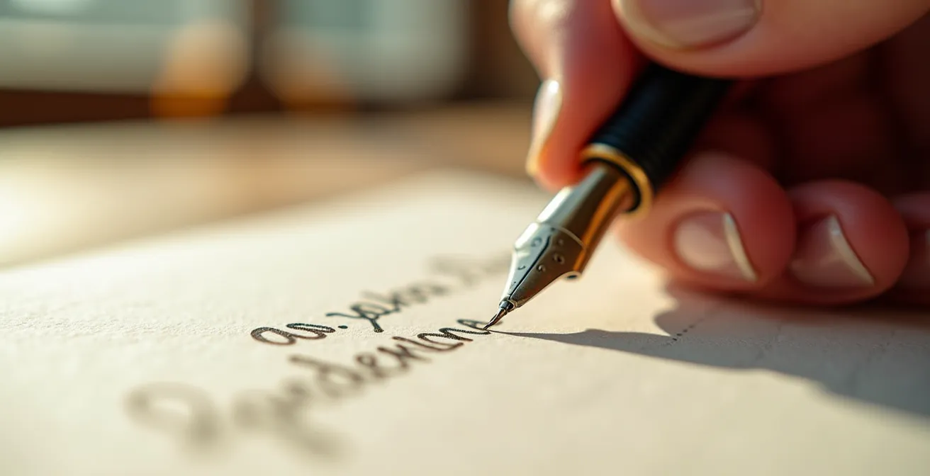 Main écrivant dans un carnet avec des pages remplies de notes manuscrites pour représenter le brain dump