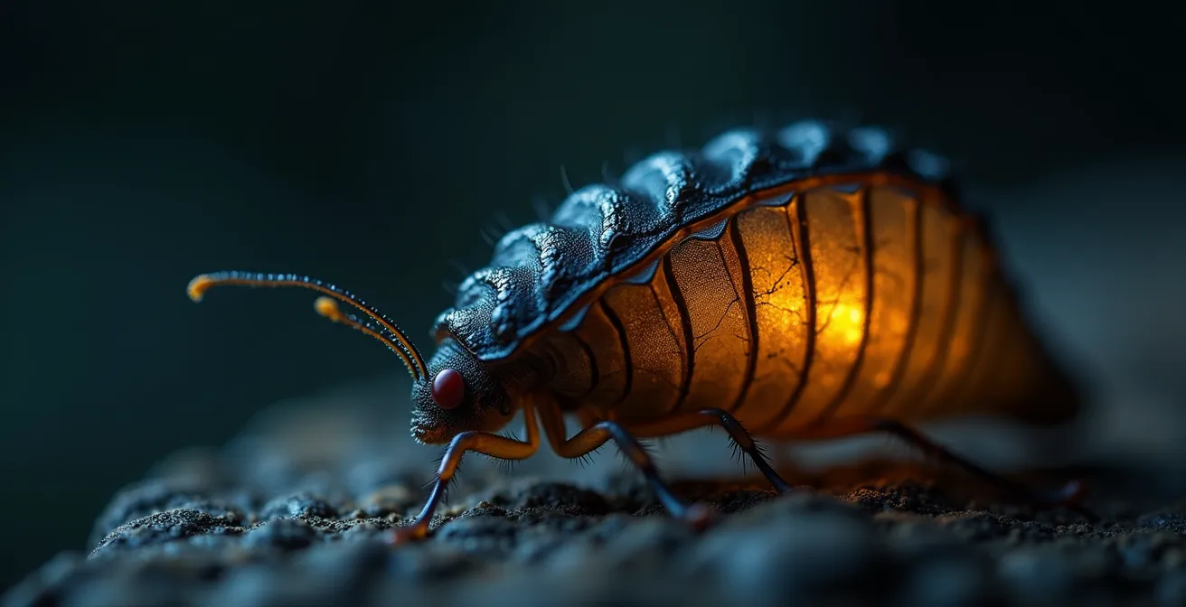 Chrysalide dans l'obscurité avec une lueur intérieure symbolisant la renaissance après la nuit noire