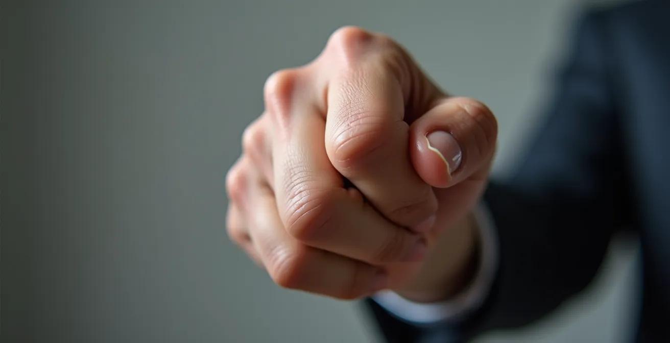 Gros plan sur une main crispée montrant la tension musculaire caractéristique de l'excès de Yang