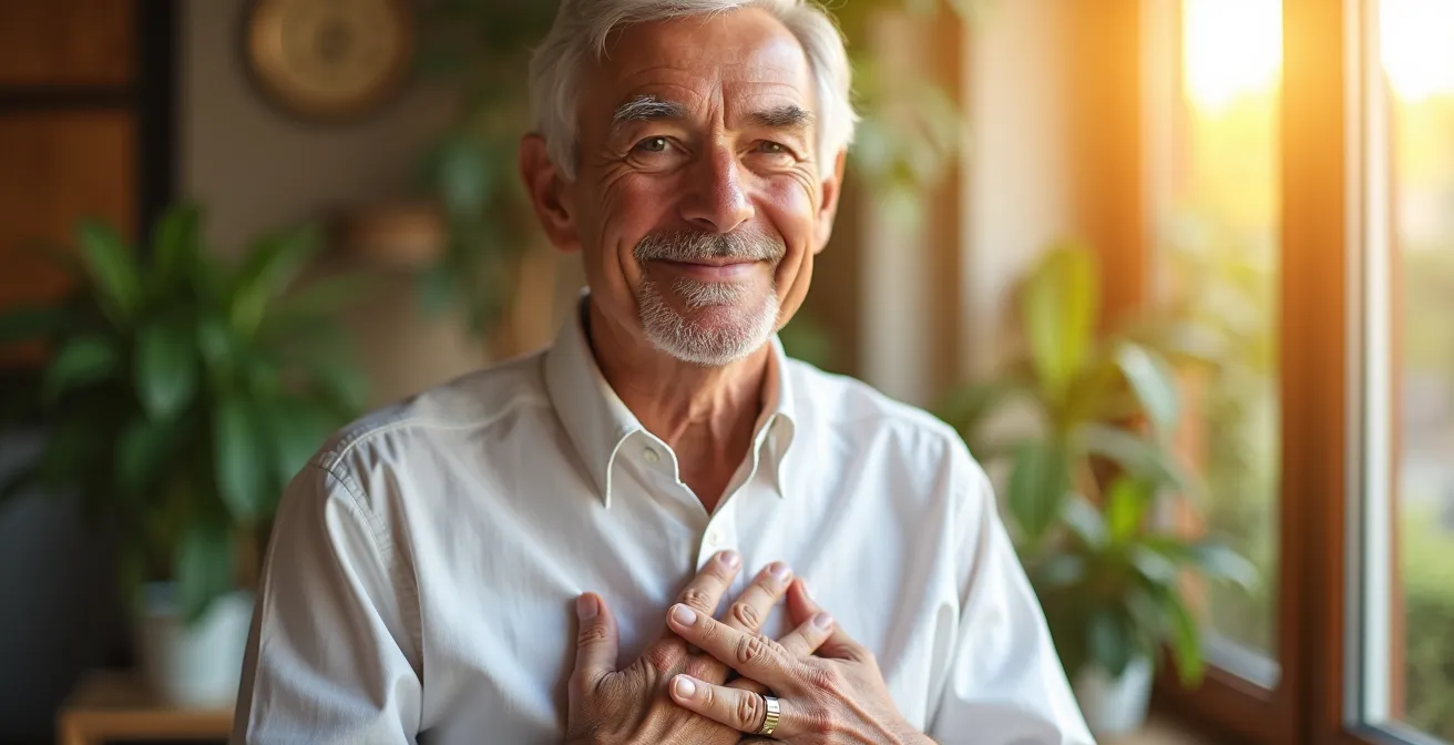 Personne rayonnante d'énergie dans un environnement naturel harmonieux