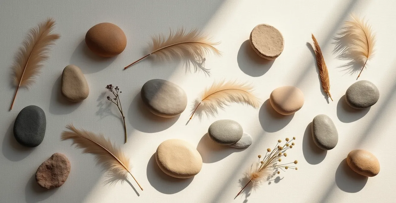 Composition abstraite de différents éléments sonores et visuels représentant les choix de méditation